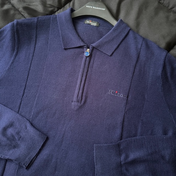 Kiton Vintage Navy Blue Half-Zip Sweater